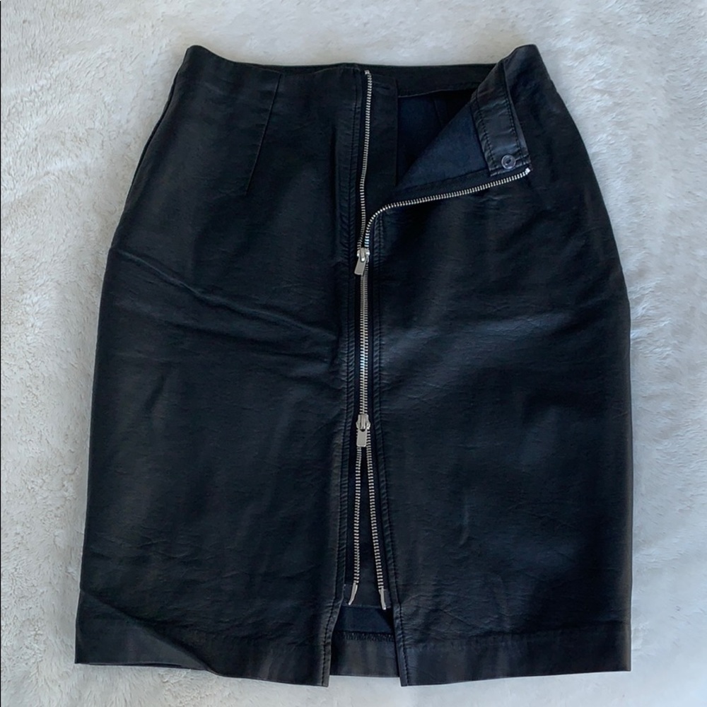 H&M Faux Leather Midi Skirt